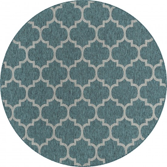 Rug Unique Loom Outdoor Trellis Teal Round 8' 0 x 8' 0