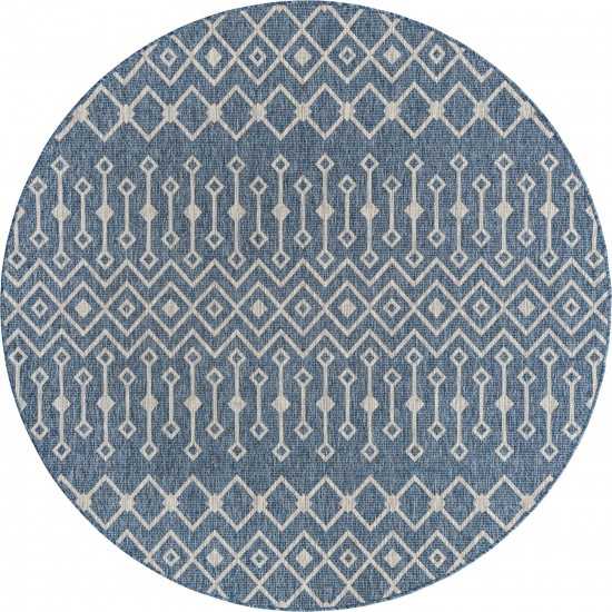 Rug Unique Loom Outdoor Trellis Blue Round 8' 0 x 8' 0