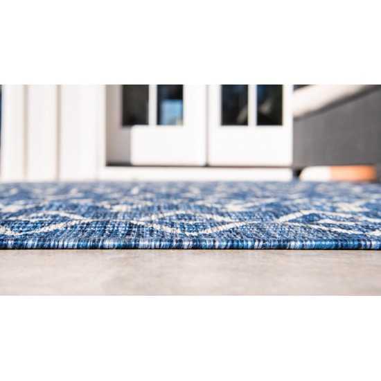 Rug Unique Loom Outdoor Trellis Blue Round 8' 0 x 8' 0