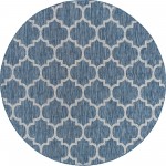 Rug Unique Loom Outdoor Trellis Navy Blue Round 7' 10 x 7' 10