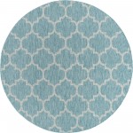 Rug Unique Loom Outdoor Trellis Aquamarine Round 7' 10 x 7' 10