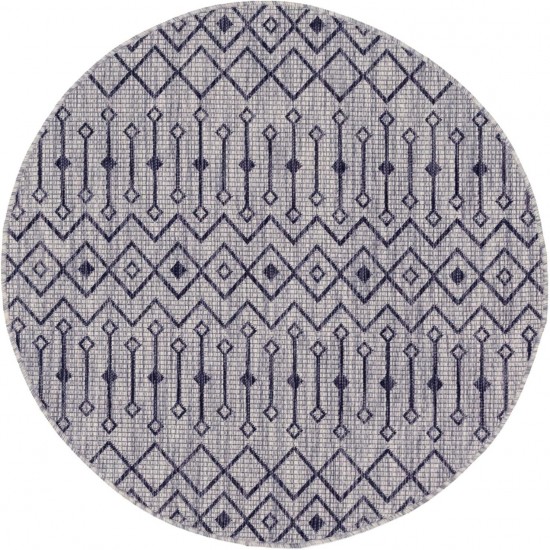 Rug Unique Loom Outdoor Trellis Light Gray Round 7' 10 x 7' 10