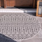 Rug Unique Loom Outdoor Trellis Light Gray Round 7' 10 x 7' 10