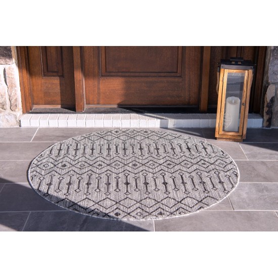 Rug Unique Loom Outdoor Trellis Light Gray Round 7' 10 x 7' 10