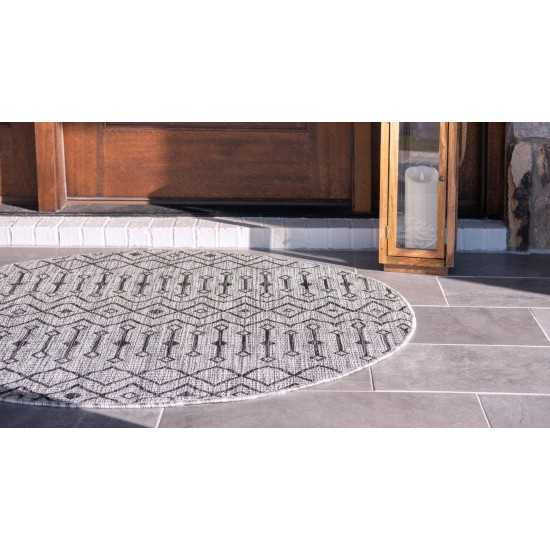 Rug Unique Loom Outdoor Trellis Light Gray Round 7' 10 x 7' 10