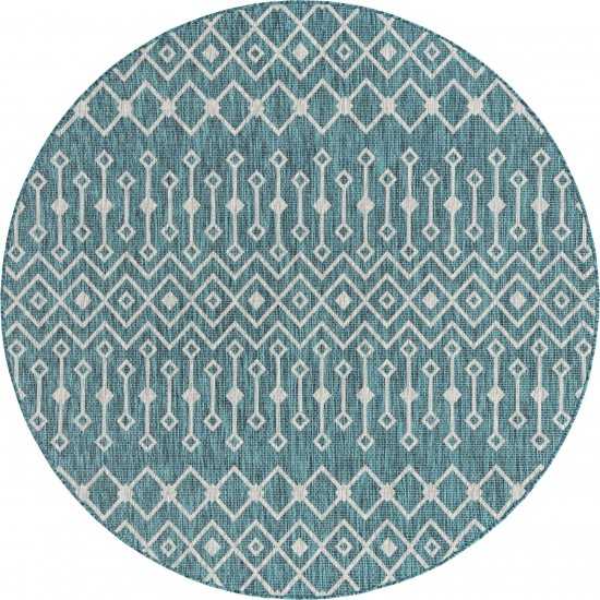 Rug Unique Loom Outdoor Trellis Teal Round 7' 10 x 7' 10