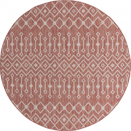 Rug Unique Loom Outdoor Trellis Rust Red Round 7' 10 x 7' 10