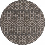 Rug Unique Loom Outdoor Trellis Charcoal Gray Round 7' 10 x 7' 10