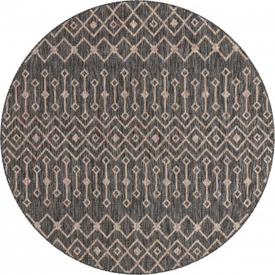 Rug Unique Loom Outdoor Trellis Charcoal Gray Round 7' 10 x 7' 10