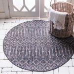 Rug Unique Loom Outdoor Trellis Charcoal Gray Round 7' 10 x 7' 10