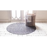 Rug Unique Loom Outdoor Trellis Charcoal Gray Round 7' 10 x 7' 10