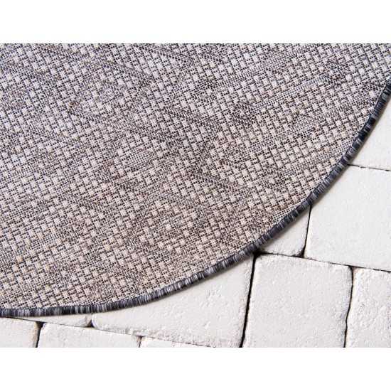 Rug Unique Loom Outdoor Trellis Charcoal Gray Round 7' 10 x 7' 10