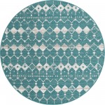 Rug Unique Loom Outdoor Trellis Teal Round 7' 0 x 7' 0