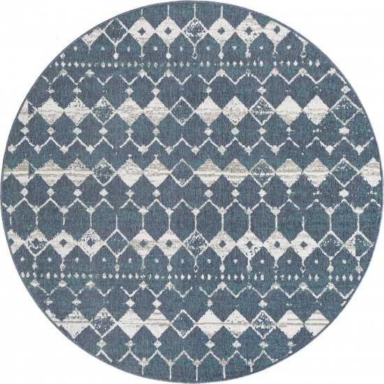 Rug Unique Loom Outdoor Trellis Navy Blue Round 7' 0 x 7' 0