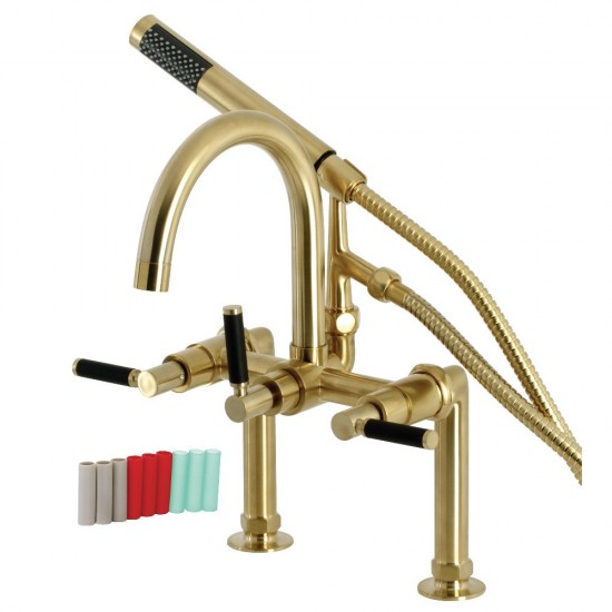 Aqua Vintage Kaiser 7-Inch Deck Mount Clawfoot Tub Faucet, Brushed Brass