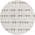 Rug Unique Loom Outdoor Trellis Ivory/Gray Round 7' 0 x 7' 0