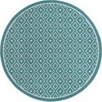 Rug Unique Loom Outdoor Trellis Teal Round 7' 0 x 7' 0