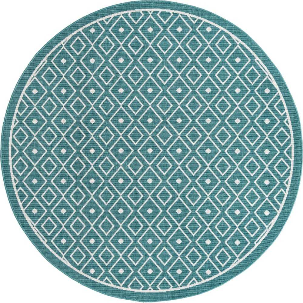 Rug Unique Loom Outdoor Trellis Teal Round 7' 0 x 7' 0 Rug Unique Loom Outdoor Trellis Teal Round 7' 0 x 7' 0