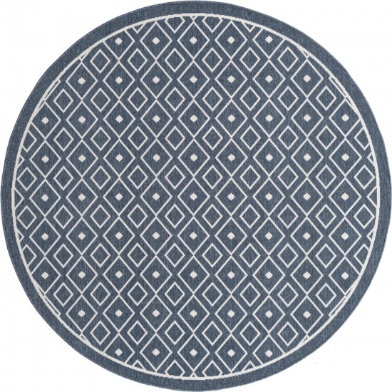 Rug Unique Loom Outdoor Trellis Navy Blue Round 7' 0 x 7' 0