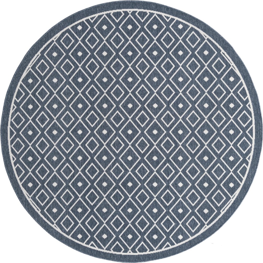 Rug Unique Loom Outdoor Trellis Navy Blue Round 7' 0 x 7' 0 Rug Unique Loom Outdoor Trellis Navy Blue Round 7' 0 x 7' 0