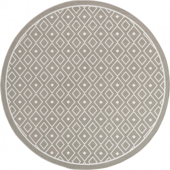 Rug Unique Loom Outdoor Trellis Gray Round 7' 0 x 7' 0