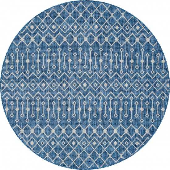 Rug Unique Loom Outdoor Trellis Blue Round 7' 0 x 7' 0