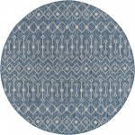 Rug Unique Loom Outdoor Trellis Blue Round 6' 0 x 6' 0