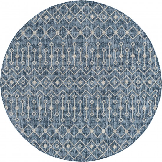 Rug Unique Loom Outdoor Trellis Blue Round 6' 0 x 6' 0