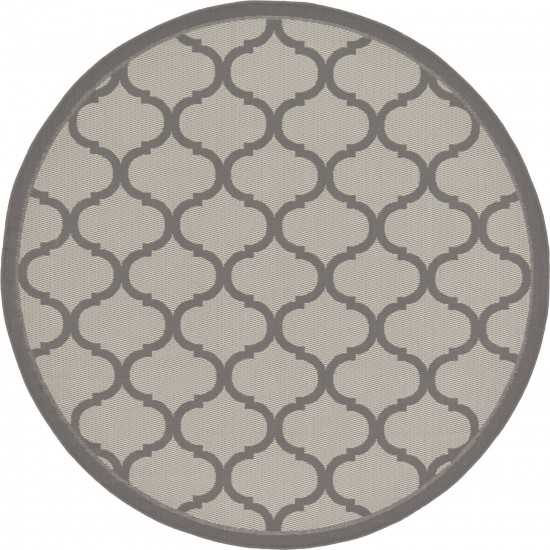 Rug Unique Loom Outdoor Trellis Gray Round 6' 0 x 6' 0