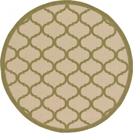 Rug Unique Loom Outdoor Trellis Olive Round 6' 0 x 6' 0