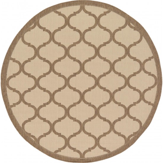 Rug Unique Loom Outdoor Trellis Brown Round 6' 0 x 6' 0