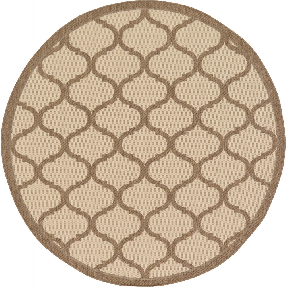 Rug Unique Loom Outdoor Trellis Brown Round 6' 0 x 6' 0