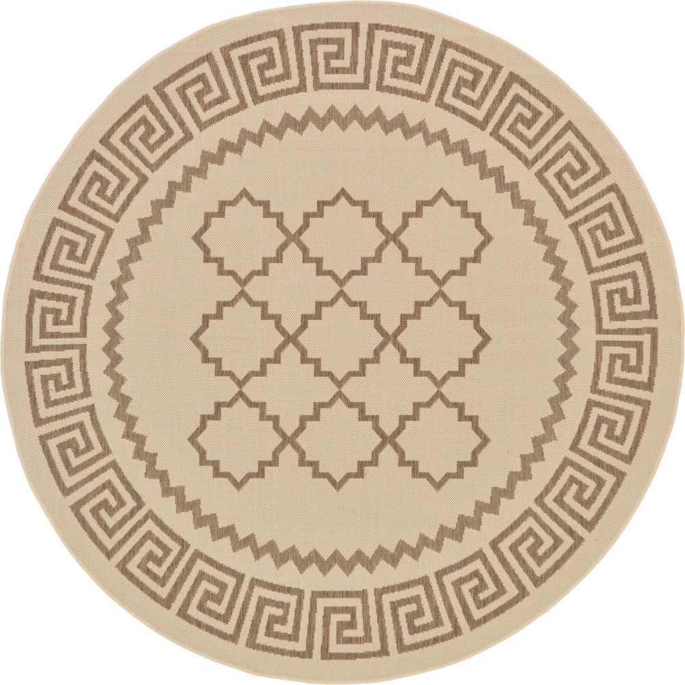 Rug Unique Loom Outdoor Trellis Beige Round 6' 0 x 6' 0