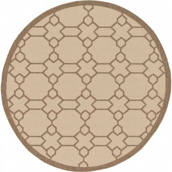 Rug Unique Loom Outdoor Trellis Beige Round 6' 0 x 6' 0