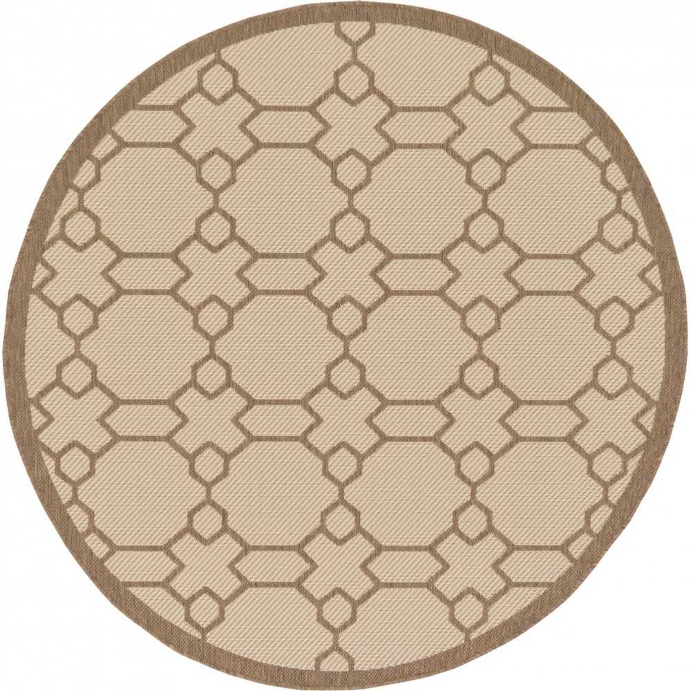 Rug Unique Loom Outdoor Trellis Beige Round 6' 0 x 6' 0