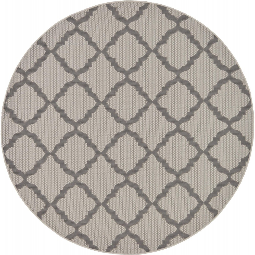 Rug Unique Loom Outdoor Trellis Gray Round 6' 0 x 6' 0