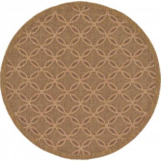 Rug Unique Loom Outdoor Trellis Light Brown Round 6' 0 x 6' 0