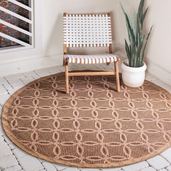 Rug Unique Loom Outdoor Trellis Light Brown Round 6' 0 x 6' 0