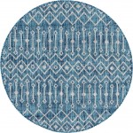 Rug Unique Loom Outdoor Trellis Teal Round 5' 3 x 5' 3