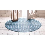 Rug Unique Loom Outdoor Trellis Teal Round 5' 3 x 5' 3