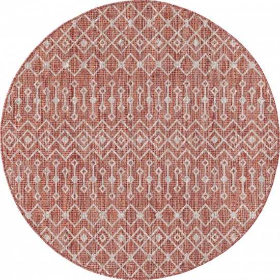 Rug Unique Loom Outdoor Trellis Rust Red Round 5' 3 x 5' 3