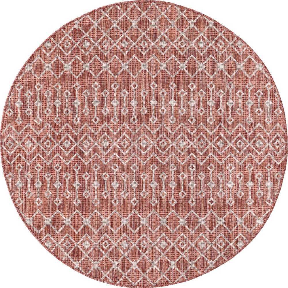 Rug Unique Loom Outdoor Trellis Rust Red Round 5' 3 x 5' 3 Rug Unique Loom Outdoor Trellis Rust Red Round 5' 3 x 5' 3