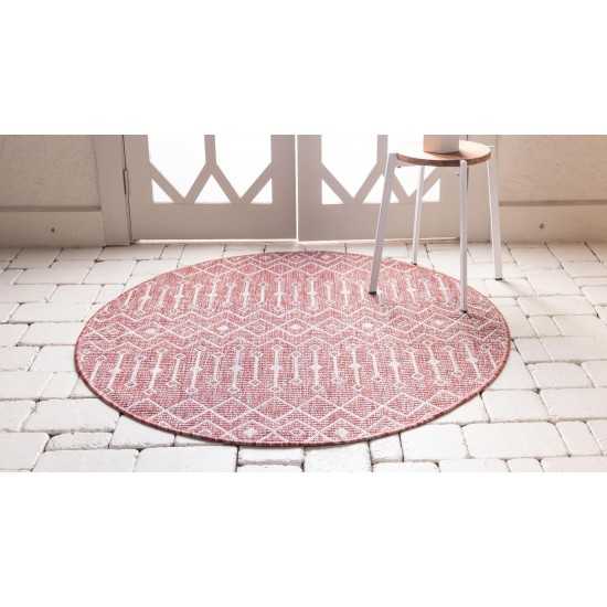 Rug Unique Loom Outdoor Trellis Rust Red Round 5' 3 x 5' 3