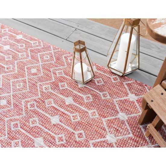 Rug Unique Loom Outdoor Trellis Rust Red Round 5' 3 x 5' 3