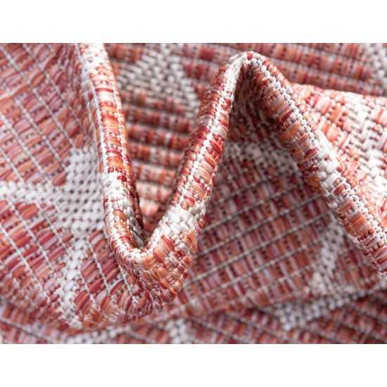 Rug Unique Loom Outdoor Trellis Rust Red Round 5' 3 x 5' 3