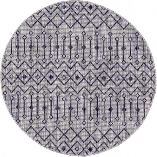 Rug Unique Loom Outdoor Trellis Light Gray Round 5' 3 x 5' 3