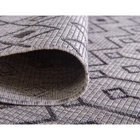 Rug Unique Loom Outdoor Trellis Light Gray Round 5' 3 x 5' 3