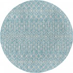 Rug Unique Loom Outdoor Trellis Aqua Blue Round 5' 3 x 5' 3