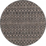 Rug Unique Loom Outdoor Trellis Charcoal Gray Round 5' 3 x 5' 3