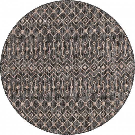 Rug Unique Loom Outdoor Trellis Charcoal Gray Round 5' 3 x 5' 3